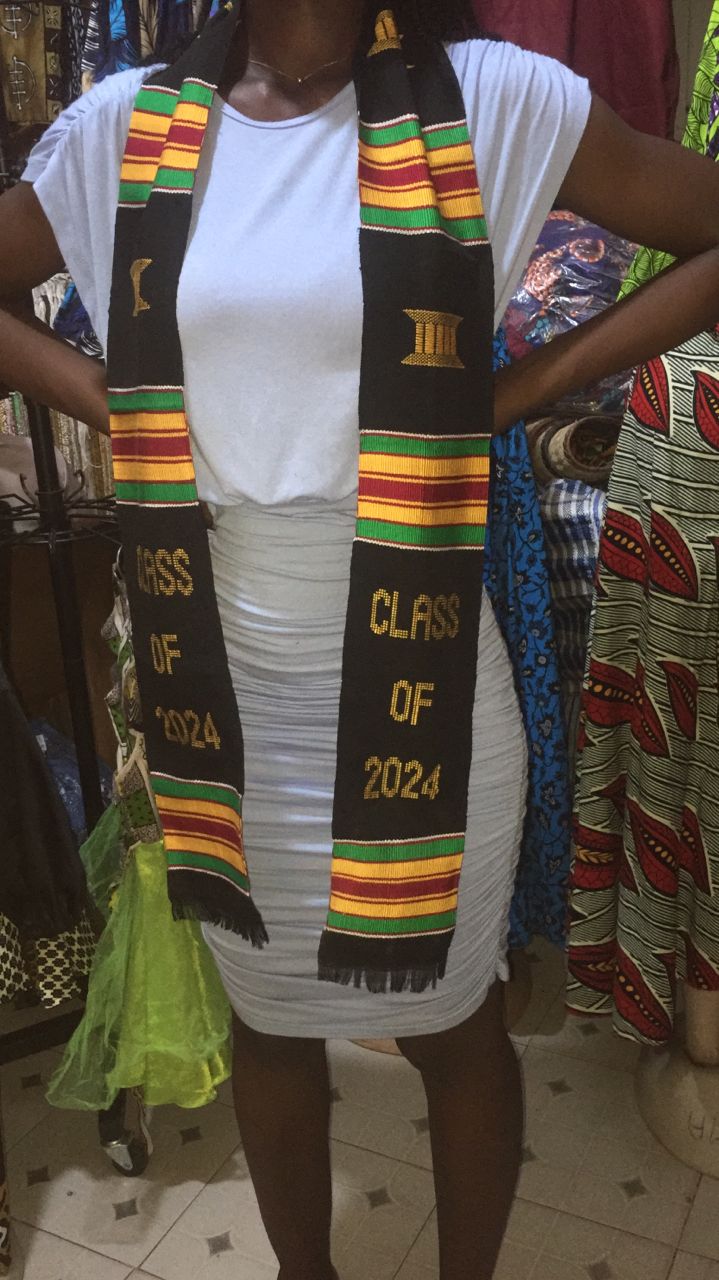 kente stole - class of 2024 - black and gold