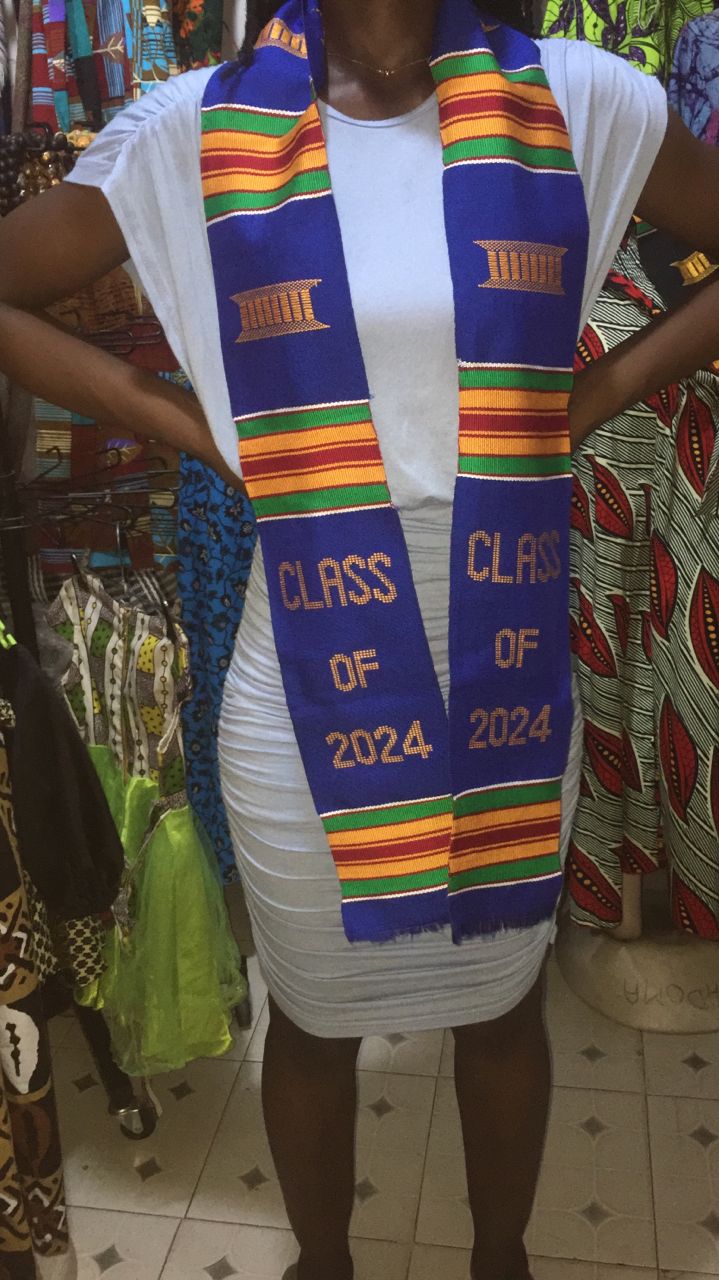 kente stole - class of 2024 - blue and gold