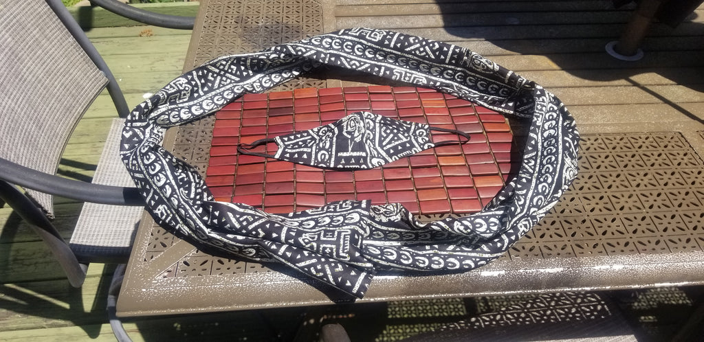 Fabric Mask with headwrap/scarf bundle